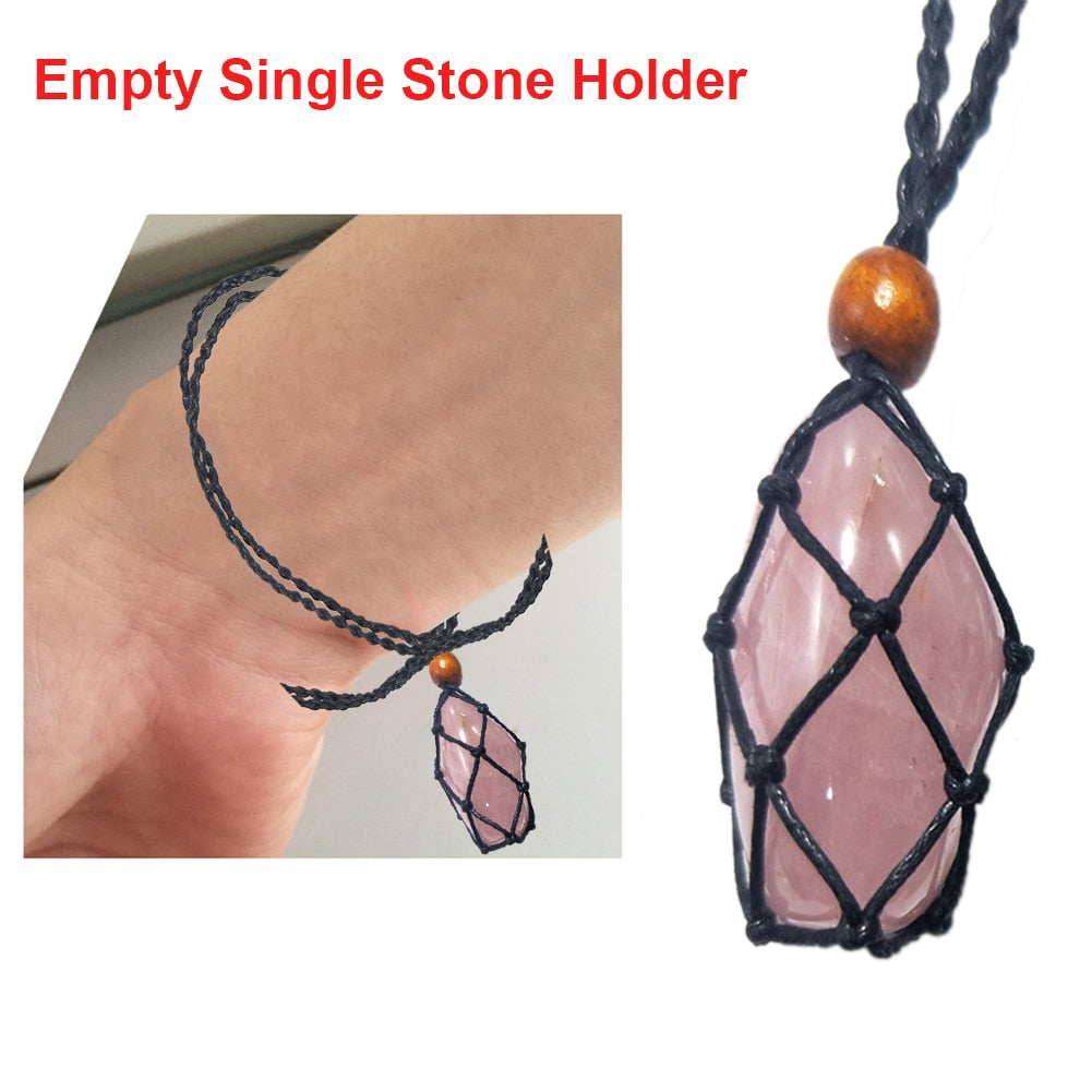 3pcs Heilwiy Necklace Cord Empty Stone Holder Crystal Necklace